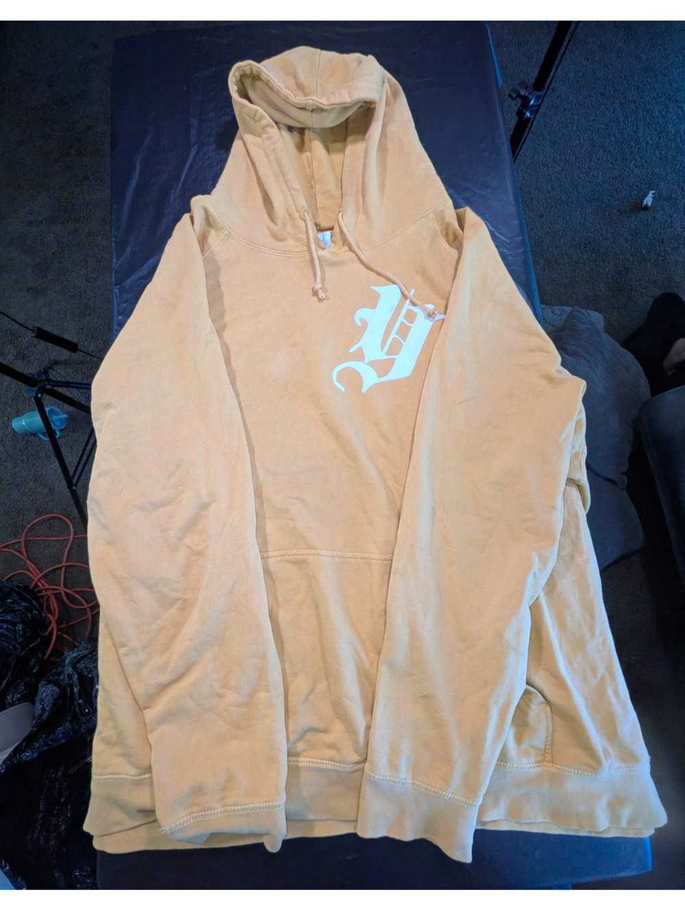 Lanes Seven Men's Tan Fleece Pullover Hoodie Graphic Logo Pockets 2XL